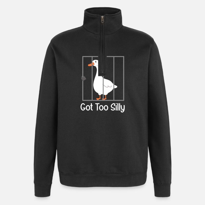 Wurde zu albern, Gans - Quarter-Zip-Sweatshirt - Schwarz