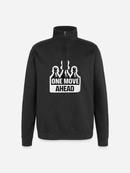 Grappig schaakcitaat voor mannen Cadeau Één Zet Vooruit - Sweatshirt met 1/4-rits - zwart