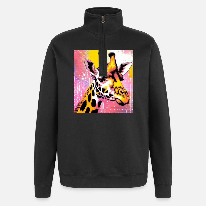girafe - Sweat à zip 1/4 - noir