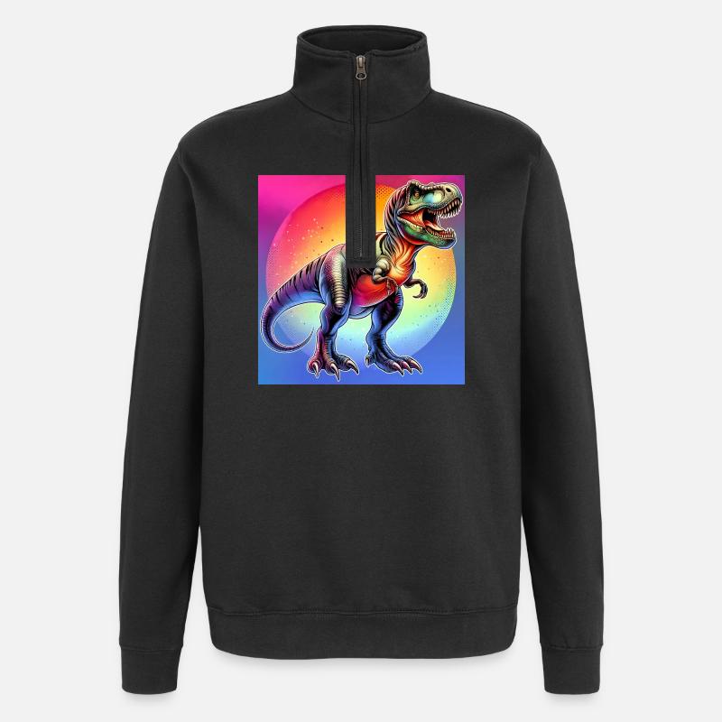 dinosaure - Sweat à zip 1/4 - noir