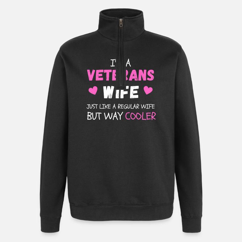 Stolze Veteranen-Ehefrau - Quarter-Zip-Sweatshirt - Schwarz