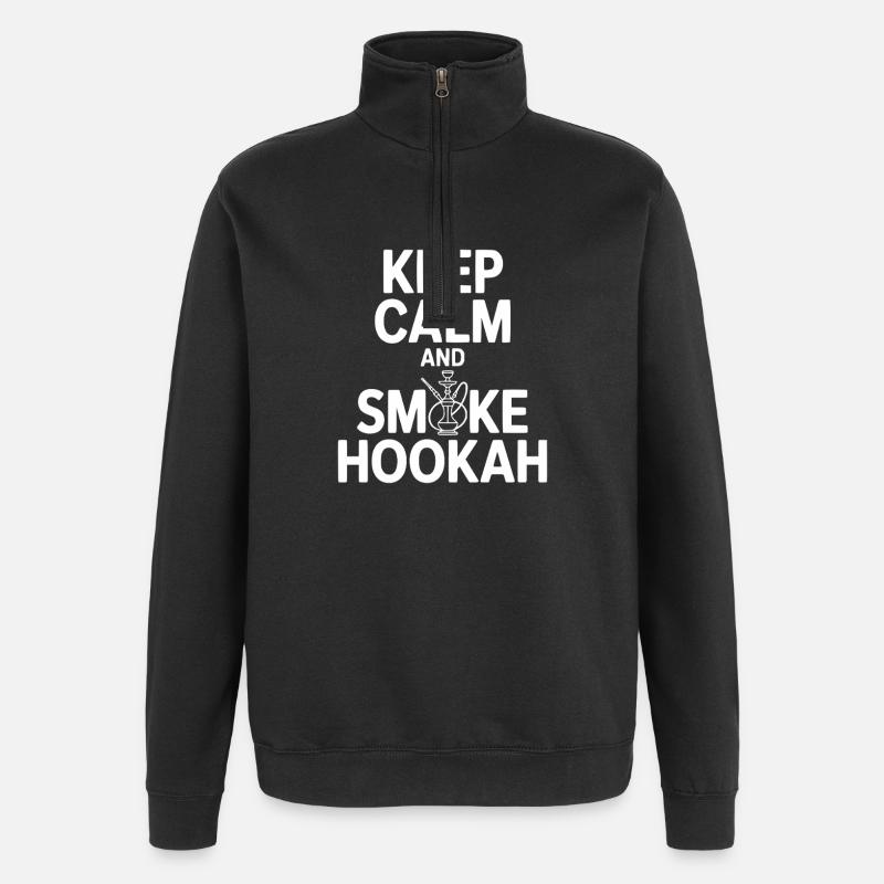 Keep Calm And Smoke Hookah - Quarter-Zip Sweatshirt - black
