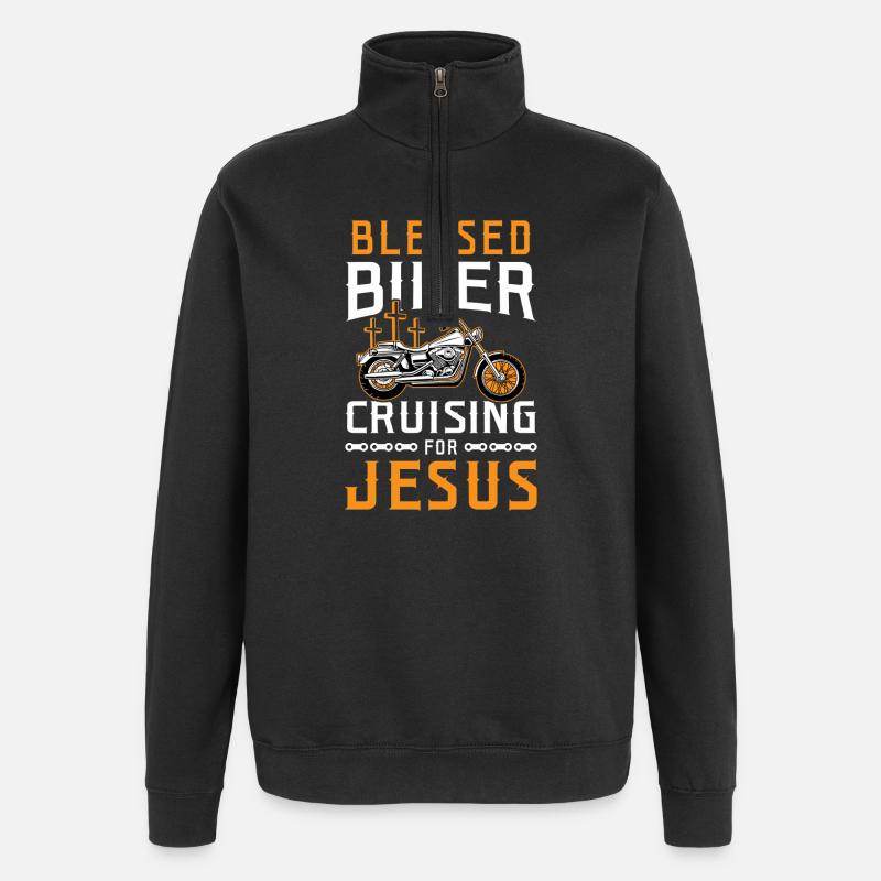 Design de motards préférés pour Jésus - Sweat à zip 1/4 - noir