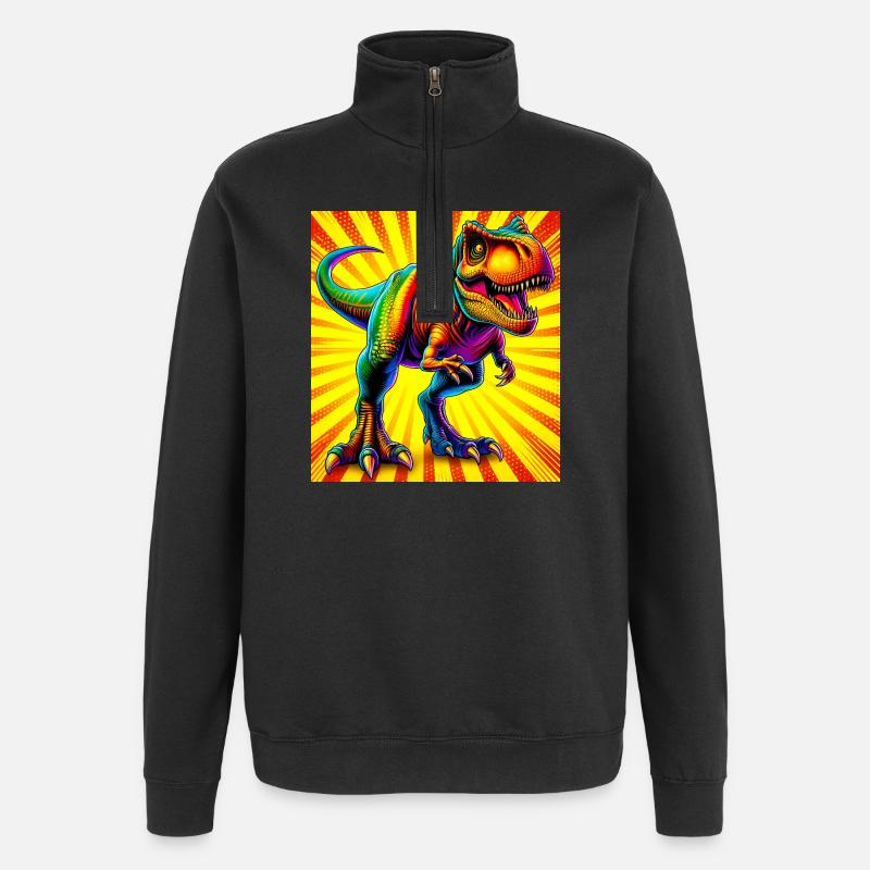 dinosaur - Quarter-Zip Sweatshirt - black