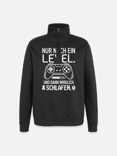 Nur noch ein Level Gaming Design - Quarter-Zip-Sweatshirt - Schwarz