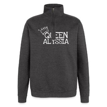 Geschenk für Alyssia - Quarter-Zip-Sweatshirt - Anthrazit - Vorne - AI Model Female 172 light (172cm) & AI Model Male 178 dark (178cm)