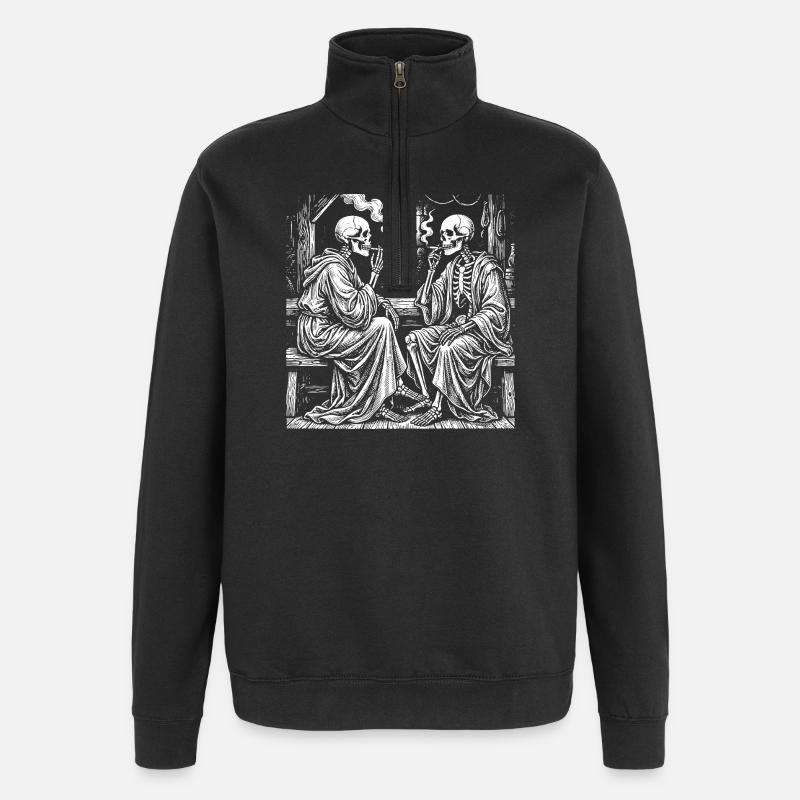 Midnight Skeleton Tea Chat - Quarter-Zip Sweatshirt - black