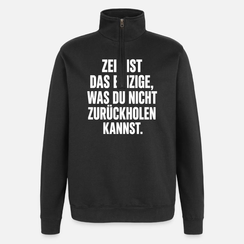 Zeit: Das Unwiederholbare - Quarter-Zip-Sweatshirt - Schwarz
