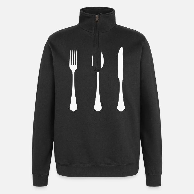 Cutlery Silhouette Design - Quarter-Zip Sweatshirt - black