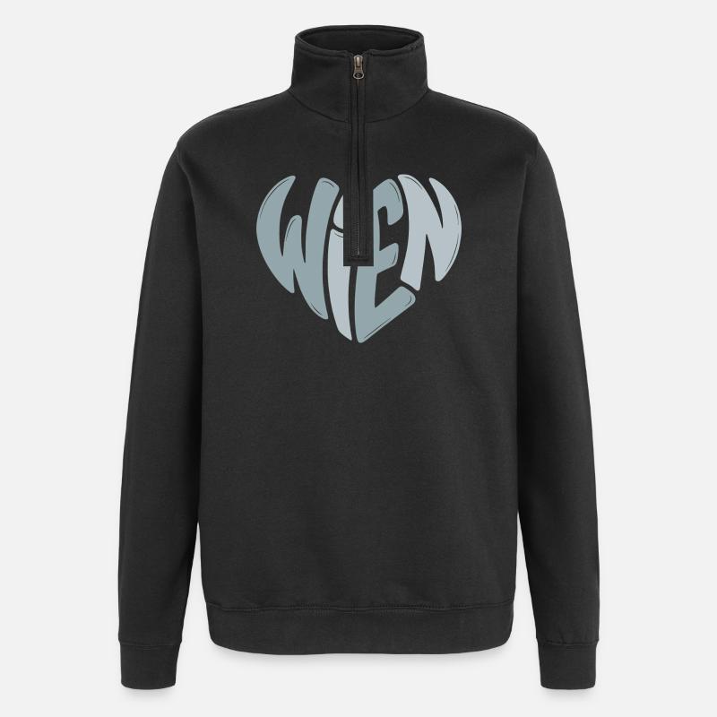 Cœur graffiti de Vienne - Sweat à zip 1/4 - noir