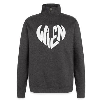 Wien Typo Herz  - Quarter-Zip-Sweatshirt - Anthrazit - Vorne - AI Model Female 172 light (172cm) & AI Model Male 178 dark (178cm)