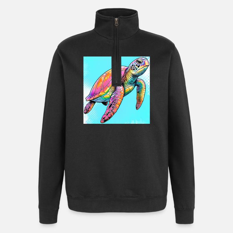 tortue - Sweat à zip 1/4 - noir