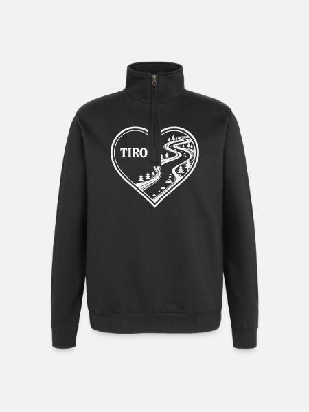 Tirol Herz Alpenweg - Quarter-Zip-Sweatshirt - Schwarz