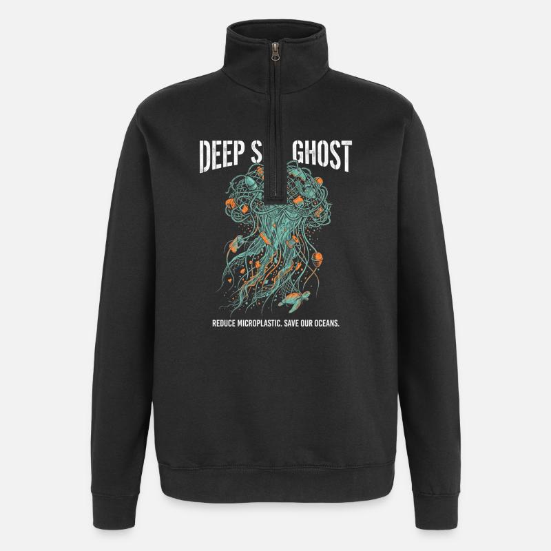 Deep Sea Plastic - Quarter-Zip Sweatshirt - black