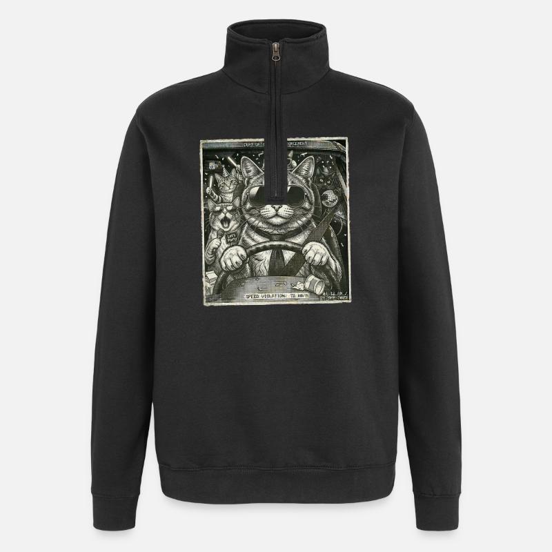 Le chat a fait un clignotement - Sweat à zip 1/4 - noir