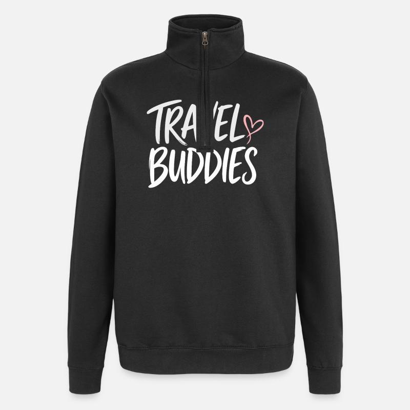 Reisefreunde Herzdesign - Quarter-Zip-Sweatshirt - Schwarz