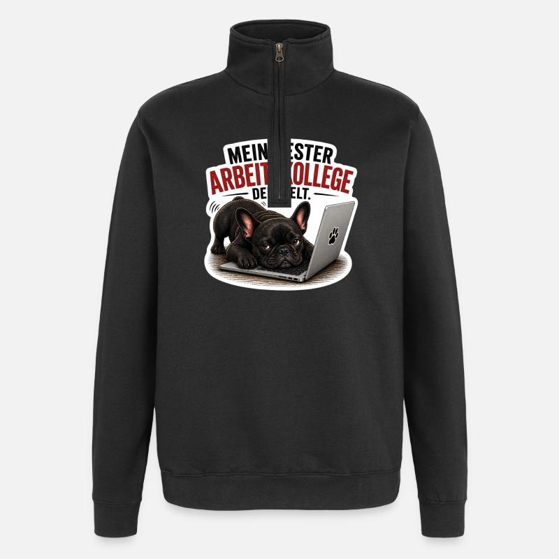 Frenchie – Bester Arbeitskollege der Welt - Quarter-Zip-Sweatshirt - Schwarz