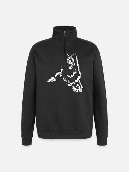 Schweizer Schäferhund "Black Edition" - Quarter-Zip-Sweatshirt - Schwarz