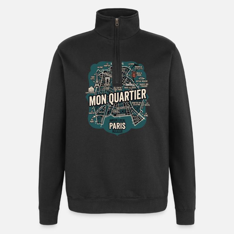 Mon Quartier - Quarter-Zip-Sweatshirt - Schwarz