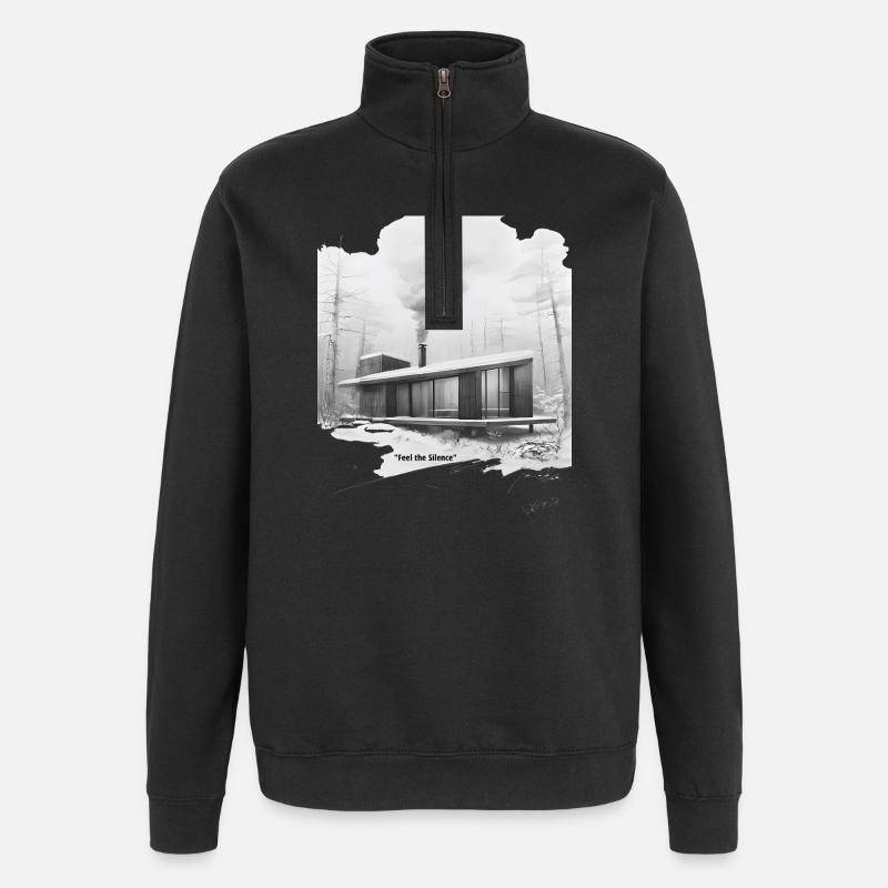 Stille Winter Moderne Hütte - Quarter-Zip-Sweatshirt - Schwarz