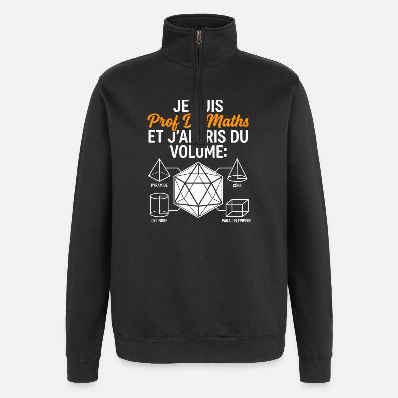 Prof de Maths Volume Humour - Sweat à zip 1/4 - noir