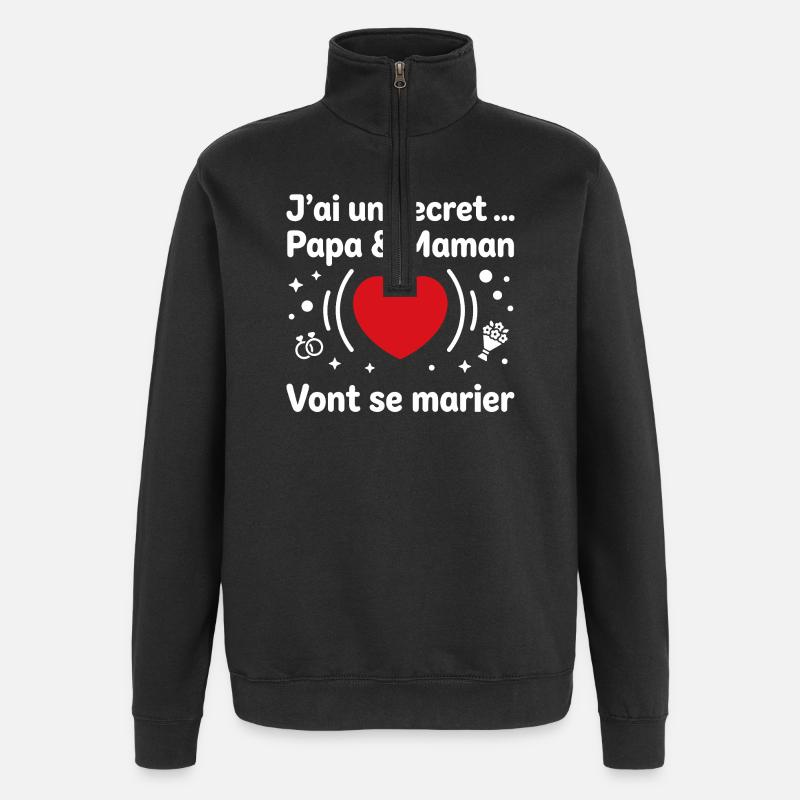 Papa et Maman vont se marier - Sweat à zip 1/4 - noir