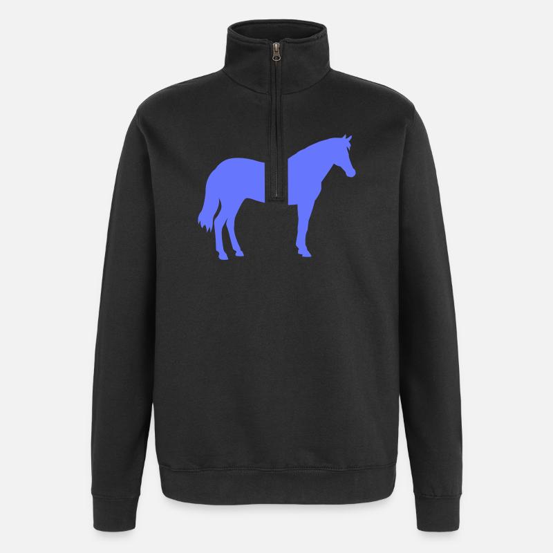Silhouette du cheval bleu - Sweat à zip 1/4 - noir