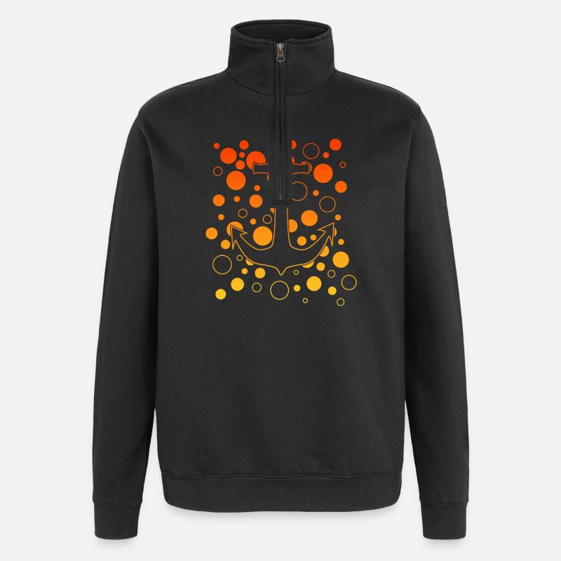 Leuchtender Anker mit Bubbles - Quarter-Zip-Sweatshirt - Schwarz