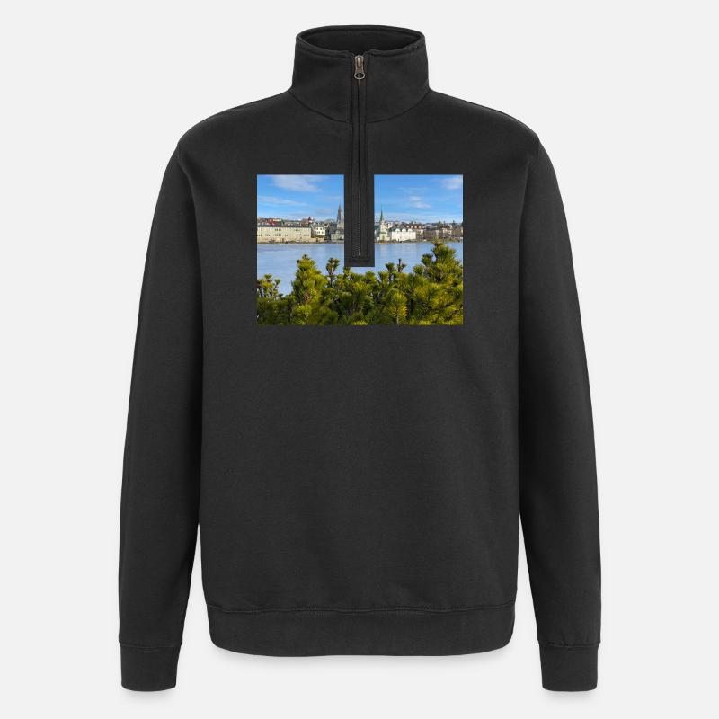 Reykjavik Waterfront - Quarter-Zip Sweatshirt - black