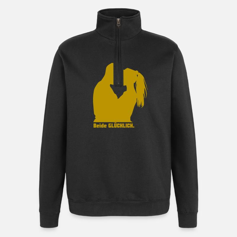 Beide Glücklich Kuss Silhouette - Quarter-Zip-Sweatshirt - Schwarz