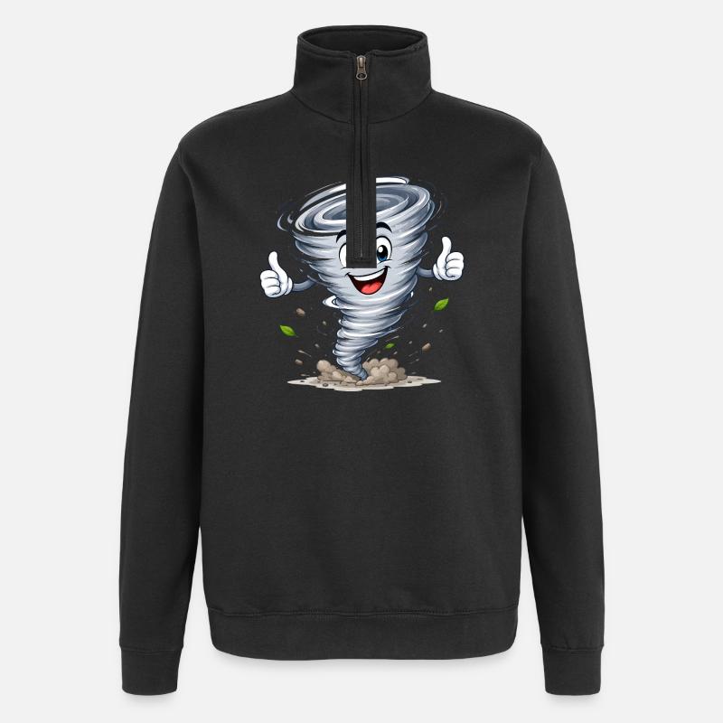 Motif météo tourbillonnant et tornade - Sweat à zip 1/4 - noir