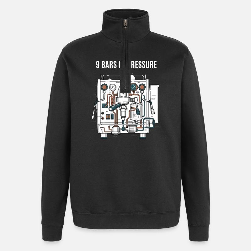 Pression du café - Sweat à zip 1/4 - noir
