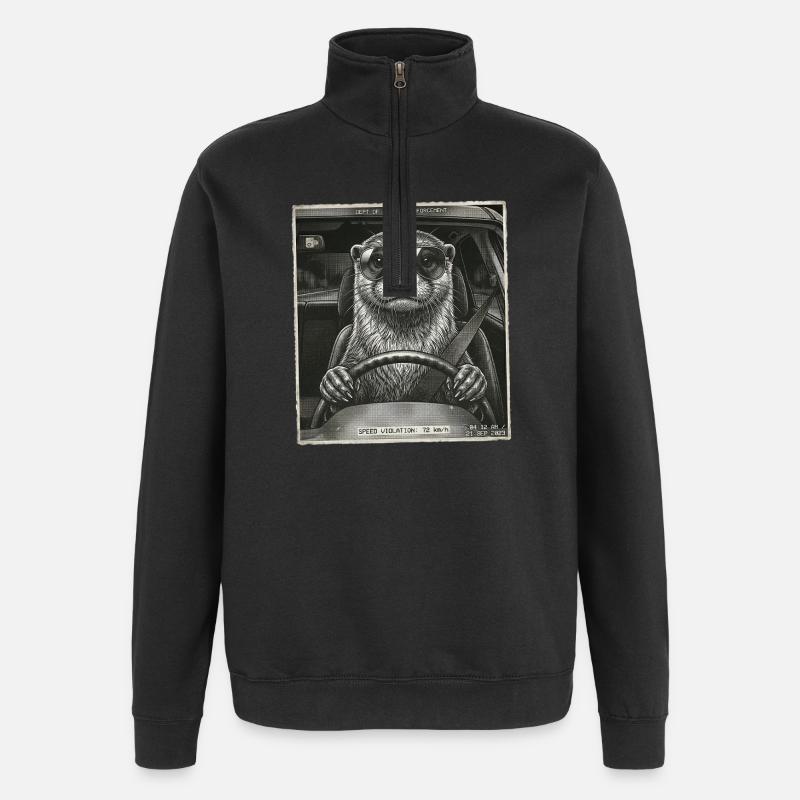 Otter Geblitzt - Quarter-Zip-Sweatshirt - Schwarz