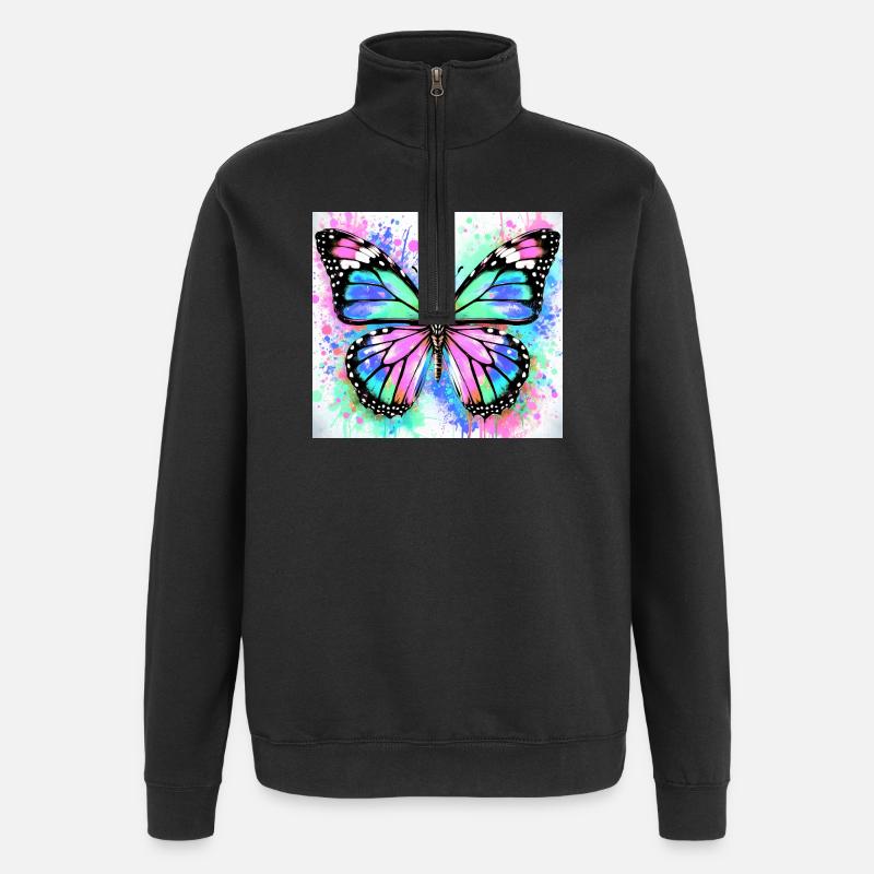 papillon - Sweat à zip 1/4 - noir