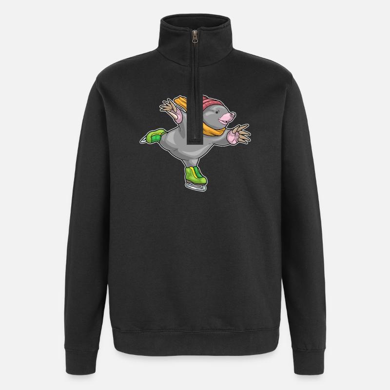 Maulwurf Eislaufen Schlittschuhe Wintersport - Quarter-Zip Sweatshirt - black