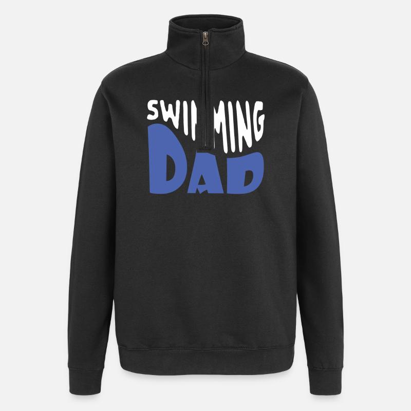 swimming dad - Quarter-Zip Sweatshirt - black