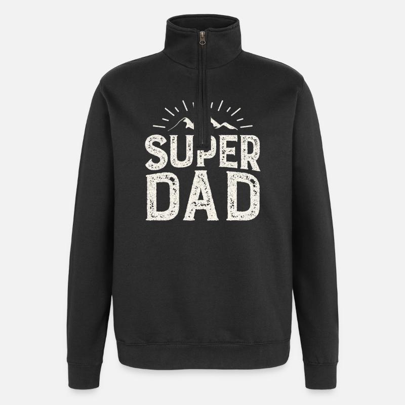 Super Dad Mountain Abenteuer - Quarter-Zip-Sweatshirt - Schwarz