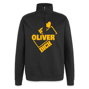 Dear Oliver, - Quarter-Zip Sweatshirt - black - Front - AI Model Female 172 light (172cm) & AI Model Male 178 dark (178cm)