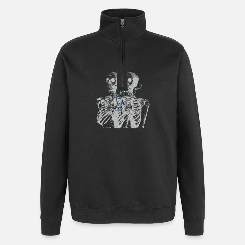 Glitch Skeleton Melt Dark Aesthetic Design - Quarter-Zip-Sweatshirt - Schwarz