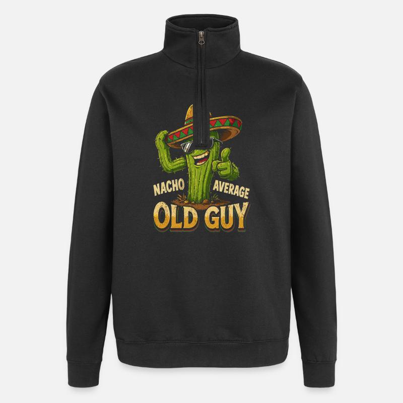 NichtDurchschnittlicher Kaktus Old Guy - Quarter-Zip-Sweatshirt - Schwarz