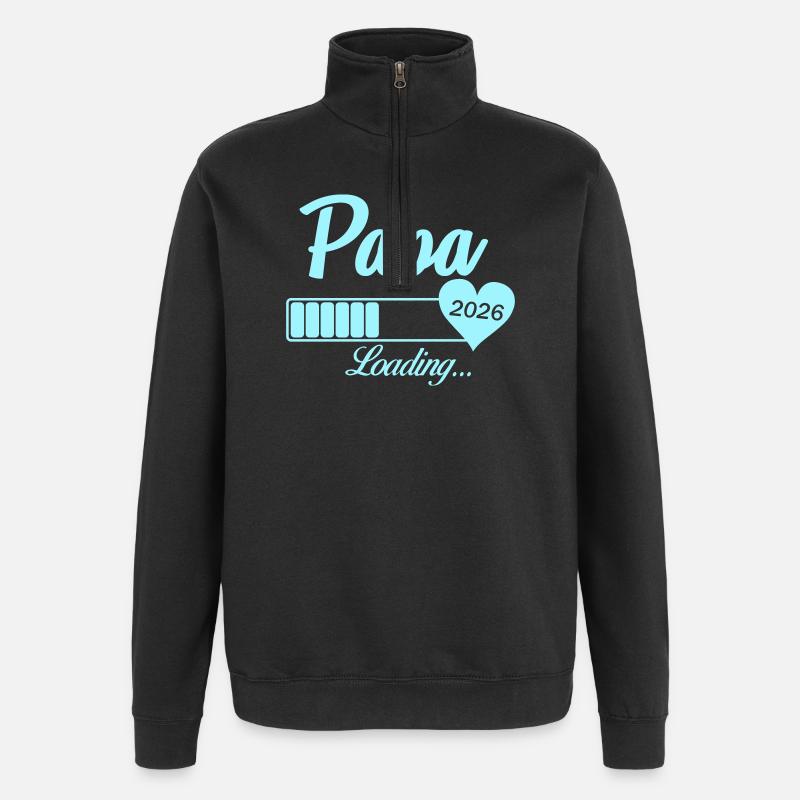 Papa Loading 2026 Herz - Quarter-Zip-Sweatshirt - Schwarz