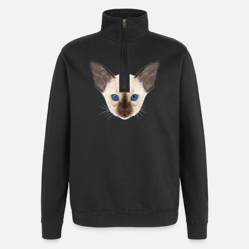 Siamese cat - Quarter-Zip Sweatshirt - black