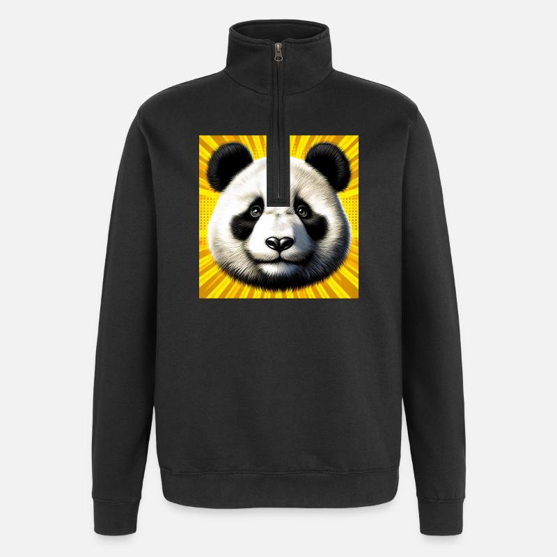 panda - Sweat à zip 1/4 - noir