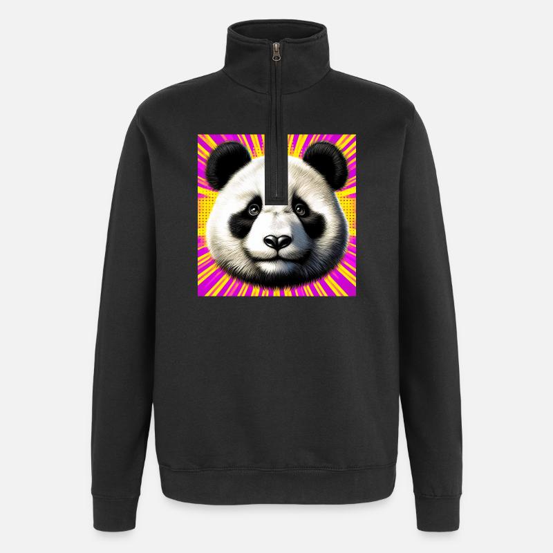 Panda - Quarter-Zip-Sweatshirt - Schwarz