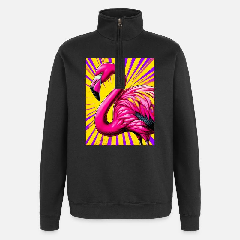 Flamingo - Quarter-Zip-Sweatshirt - Schwarz