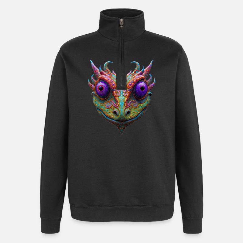 Mystic Toad/Frog/Gecko/Lizzard/Alien - Quarter-Zip Sweatshirt - black