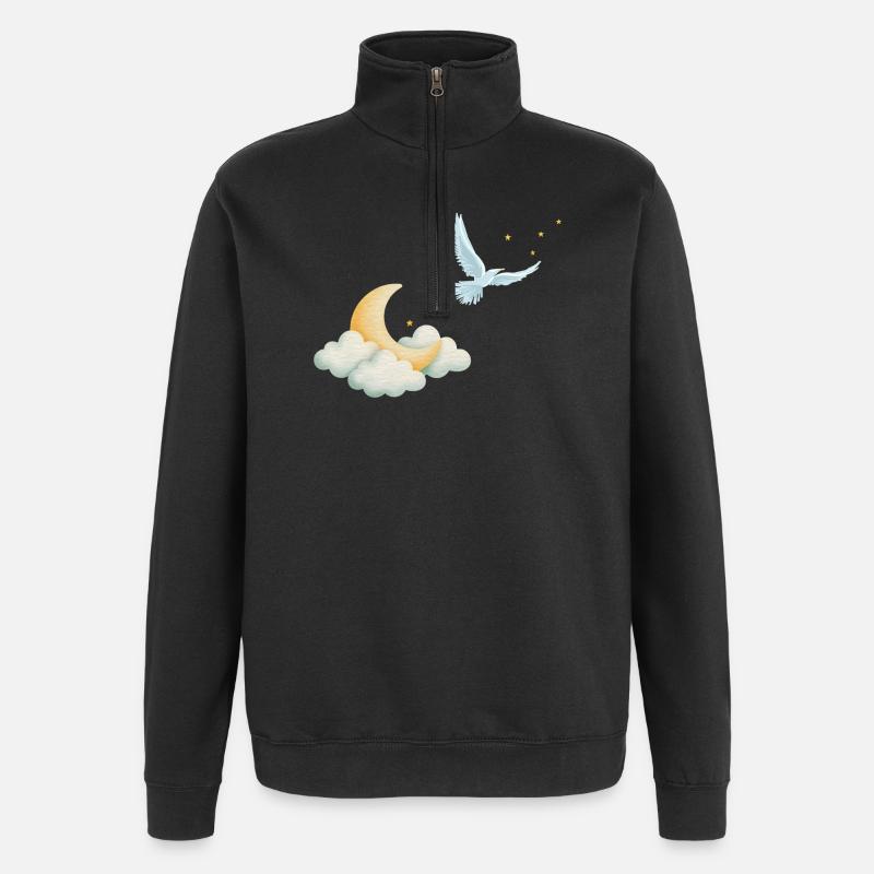 Vol vers la Lune - Sweat à zip 1/4 - noir