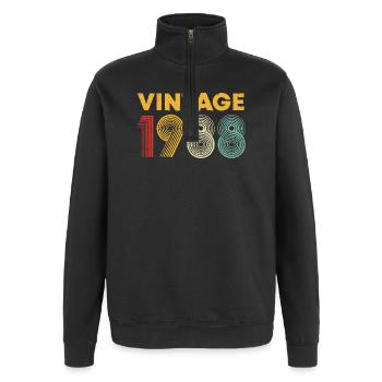 Vintage 1988 Retro Jahrdruck - Quarter-Zip-Sweatshirt - Schwarz - Vorne - AI Model Female 172 light (172cm) & AI Model Male 178 dark (178cm)