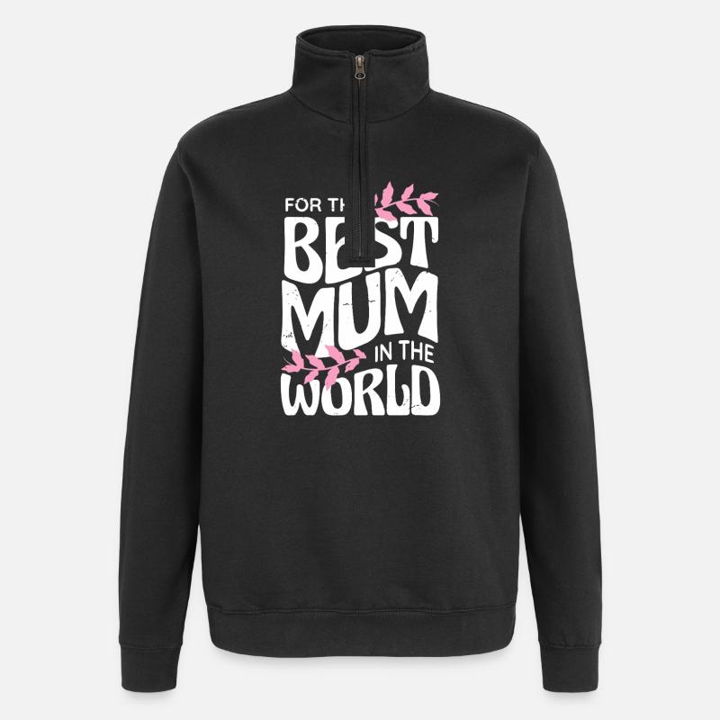 Meilleure maman du monde - Sweat à zip 1/4 - noir