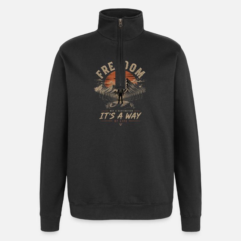 FREEDOM IT'S A WAY Bergwanderer - Quarter-Zip-Sweatshirt - Schwarz